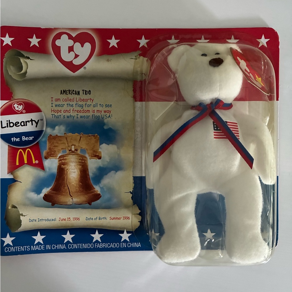 Ty Liberty Bear with Patriotic Ribbon